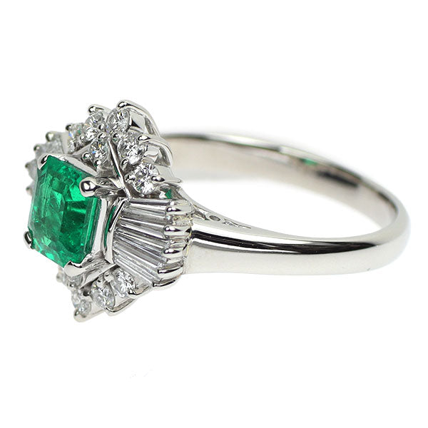 Pt900 エメラルド ダイヤモンド リング 0.77ct D0.56ct