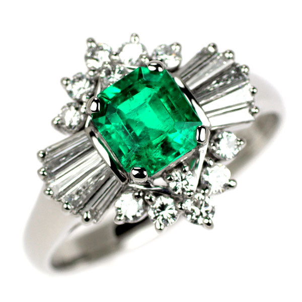 Pt900 エメラルド ダイヤモンド リング 0.77ct D0.56ct