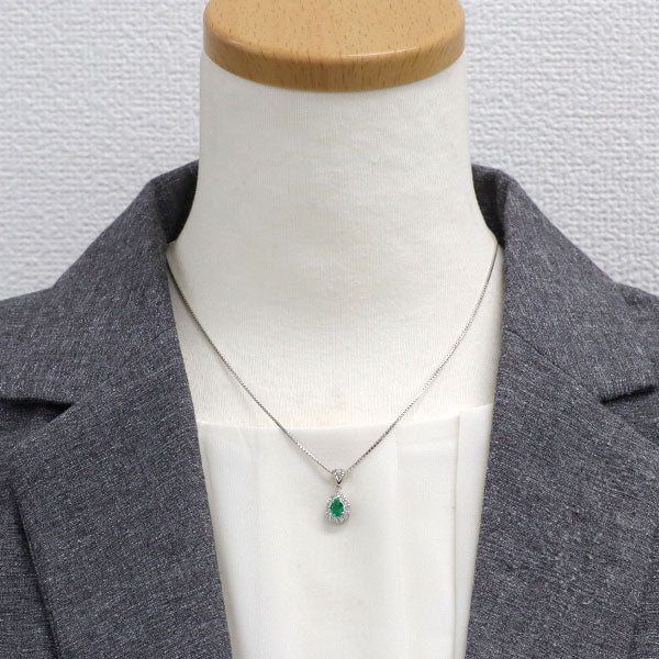 Pt900/ Pt850 エメラルド ダイヤモンド ペンダントネックレス 0.43ct D0.30ct
