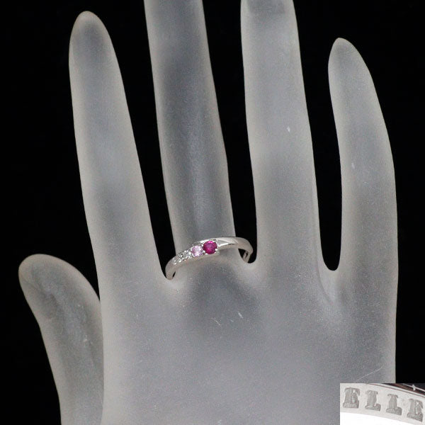 ELLE K18WG ルビー ピンクサファイア ダイヤモンド リング D0.06ct