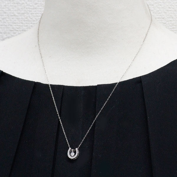 Pt900/ Pt850 ダイヤモンド ペンダントネックレス 0.172ct E SI2 G D0.19ct 馬蹄 リバーシブル