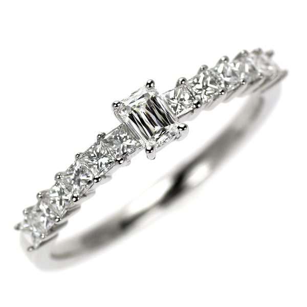 GSTV Pt950 クリスカット/プリンセスカットダイヤモンド リング 0.15ct D0.35ct