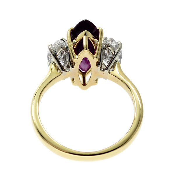 K18YG パープルサファイア ダイヤモンド リング 2.41ct