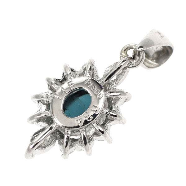 Pt900 トルマリンキャッツアイ ダイヤモンド ペンダントトップ 1.45ct D0.34ct