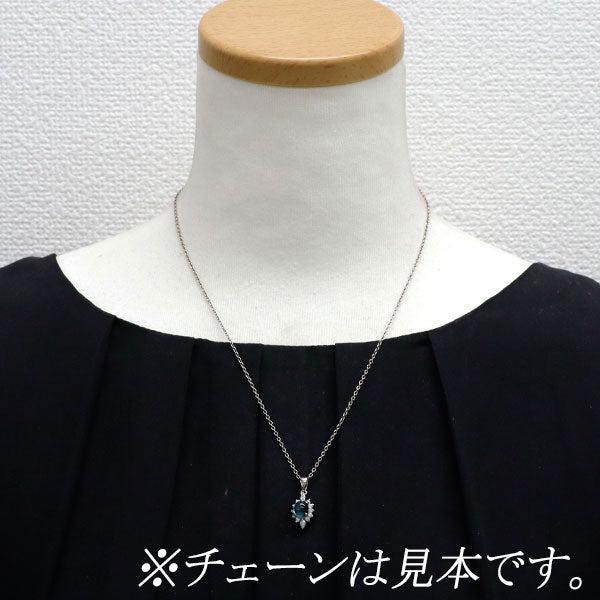 Pt900 トルマリンキャッツアイ ダイヤモンド ペンダントトップ 1.45ct D0.34ct