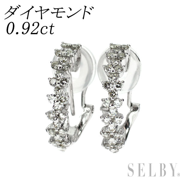 Pt900/K18WG ダイヤモンド ピアス兼イヤリング 0.92ct