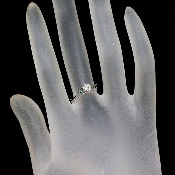 Pt950 ダイヤモンド タンザナイト エメラルド リング 0.295ct G VS1 G