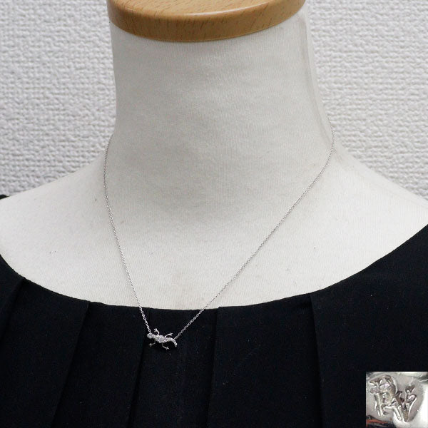 ポンテヴェキオ K18WG ダイヤモンド ペンダントネックレス 0.20ct ヤモリ