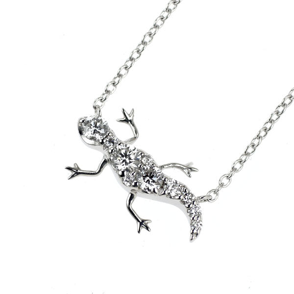 ポンテヴェキオ K18WG ダイヤモンド ペンダントネックレス 0.20ct ヤモリ