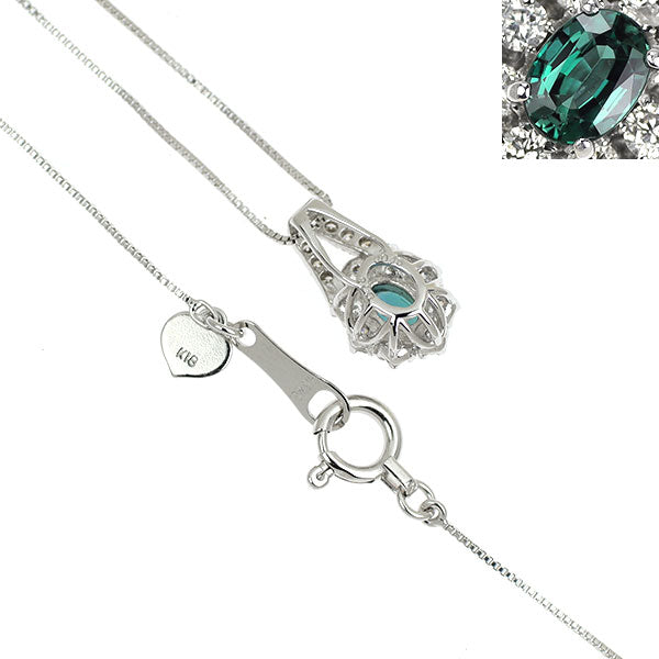 希少 K18WG アレキサンドライト ダイヤモンド ペンダントネックレス 0.18ct D0.16ct