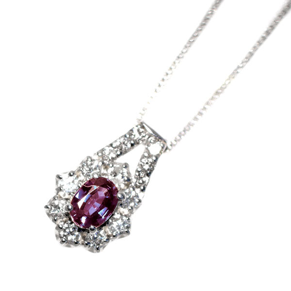 希少 K18WG アレキサンドライト ダイヤモンド ペンダントネックレス 0.18ct D0.16ct