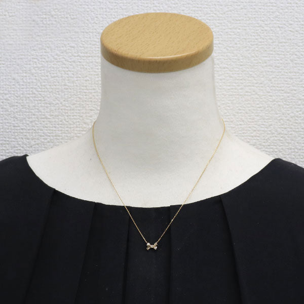 ヴァンドーム青山 K18PG ダイヤモンド ペンダントネックレス リボン