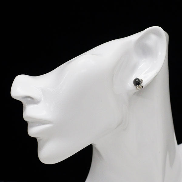 Pt900 ローズカットブラック ダイヤモンド プリンセスカットダイヤモンド ピアス 2.133ct D0.250ct