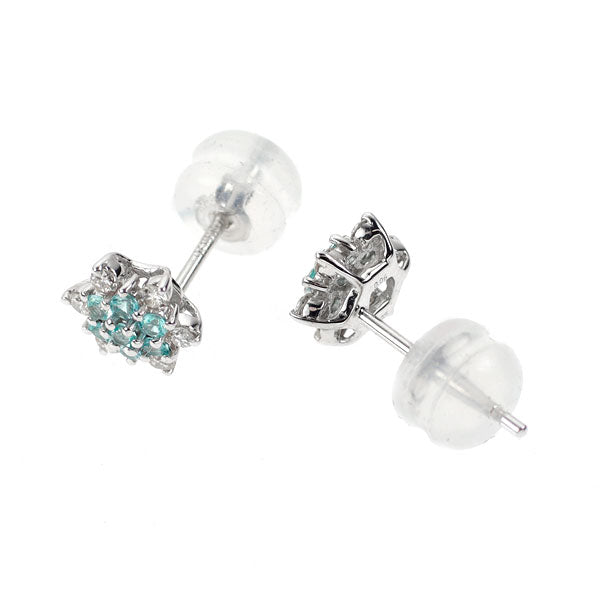 希少 K18WG パライバトルマリン ダイヤモンド ピアス 0.12ct D0.10ct