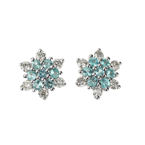 希少 K18WG パライバトルマリン ダイヤモンド ピアス 0.12ct D0.10ct