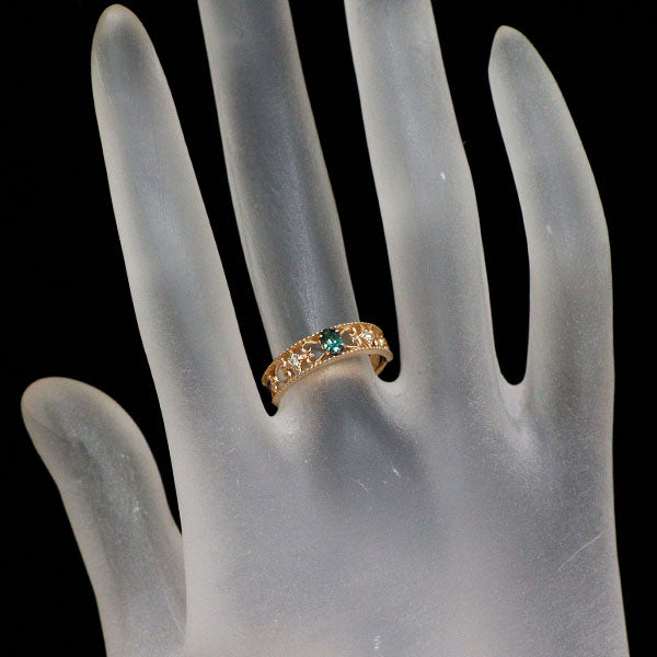 希少 K18PG アレキサンドライト ガーネット ダイヤモンド リング 0.17ct G0.02ct D0.01ct