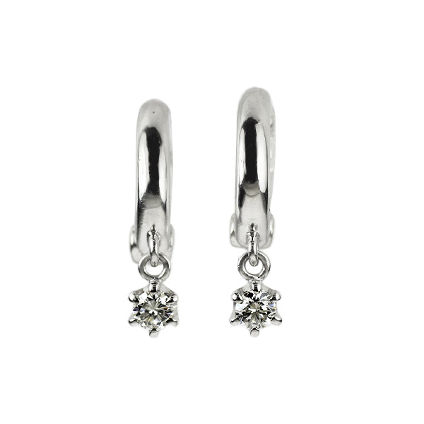 Pt900 ダイヤモンド フープ イヤリング ピアリング 0.10ct