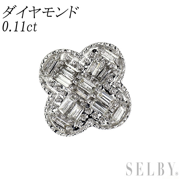 K18WG ダイヤモンド ペンダントトップ 0.11ct フラワー