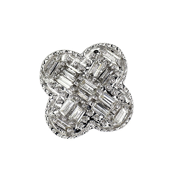 K18WG ダイヤモンド ペンダントトップ 0.11ct フラワー