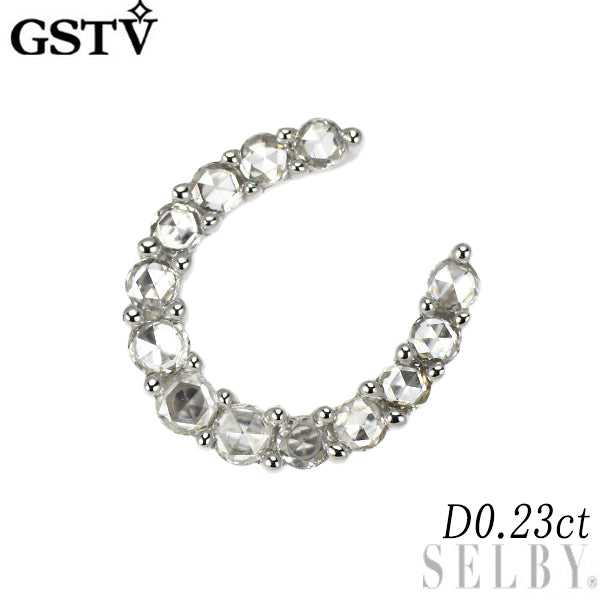 GSTV K18WG ローズカット ダイヤモンド ペンダントトップ 0.23ct 馬蹄