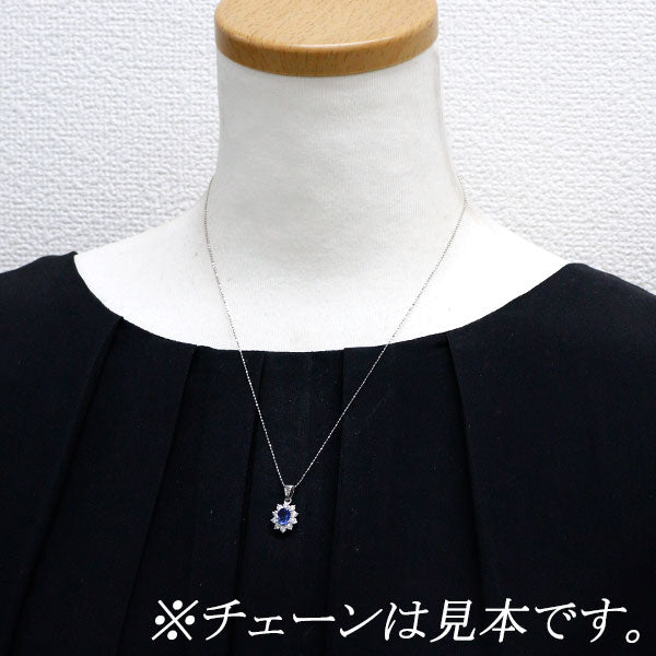 K18WG サファイア ダイヤモンド ペンダントネックレス