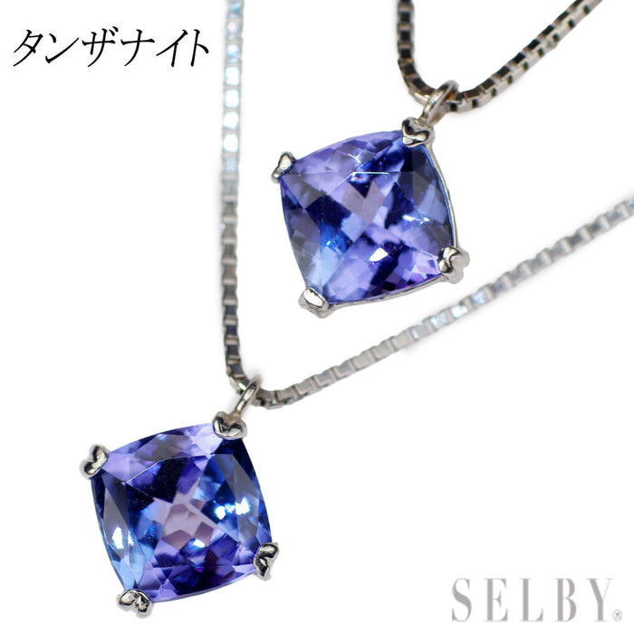 Pt850 タンザナイト ペンダントネックレス 2連