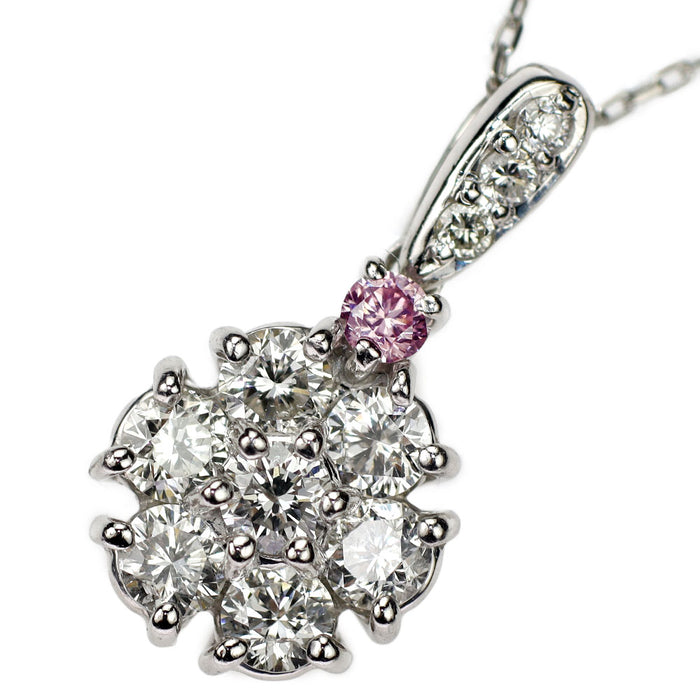 Pt900/ Pt850 天然ピンク ダイヤモンド ペンダントネックレス PD0.03ct D0.53ct