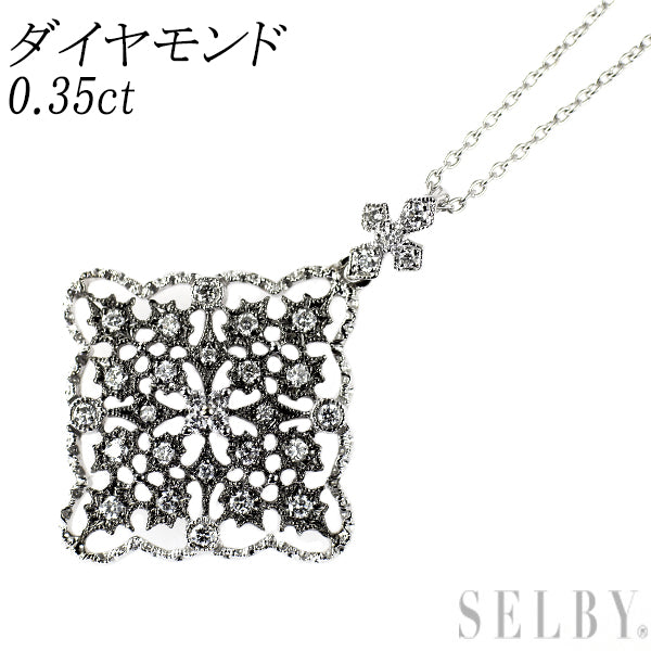 ブラックメッキ/K18WG ダイヤモンド ペンダントネックレス 0.35ct