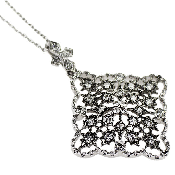 ブラックメッキ/K18WG ダイヤモンド ペンダントネックレス 0.35ct