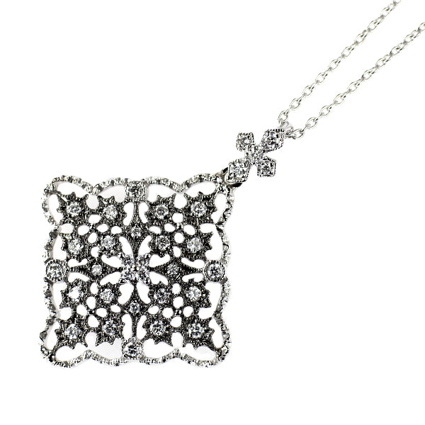 ブラックメッキ/K18WG ダイヤモンド ペンダントネックレス 0.35ct