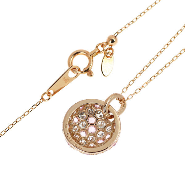 K18PG ローズカット ピンクサファイア ダイヤモンド ペンダントネックレス 0.25ct D0.37ct