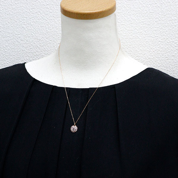 K18PG ローズカット ピンクサファイア ダイヤモンド ペンダントネックレス 0.25ct D0.37ct