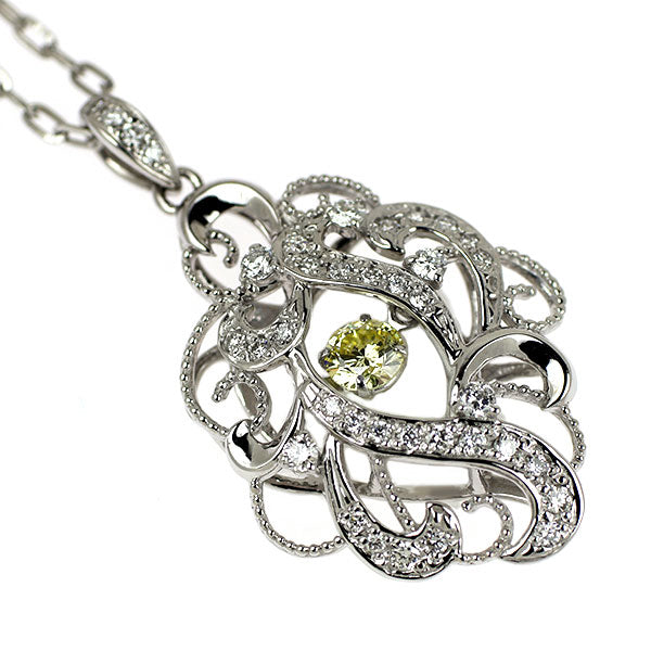 K18WG/ Pt850 ダイヤモンド ペンダントネックレス 0.217ct D0.29ct