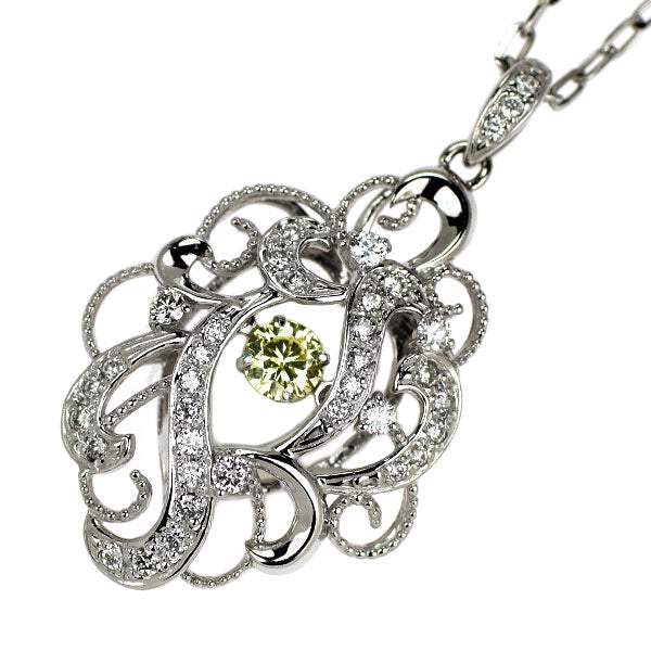 K18WG/ Pt850 ダイヤモンド ペンダントネックレス 0.217ct D0.29ct