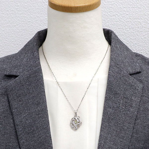 K18WG/ Pt850 ダイヤモンド ペンダントネックレス 0.217ct D0.29ct