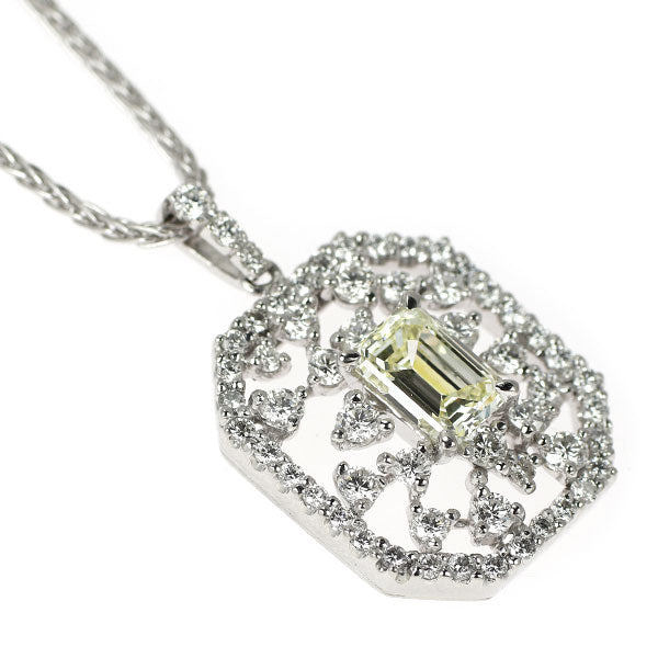 Pt900/ Pt850 エメラルドカット ダイヤモンド ペンダントネックレス 1.044ct VLY VS1 D1.00ct