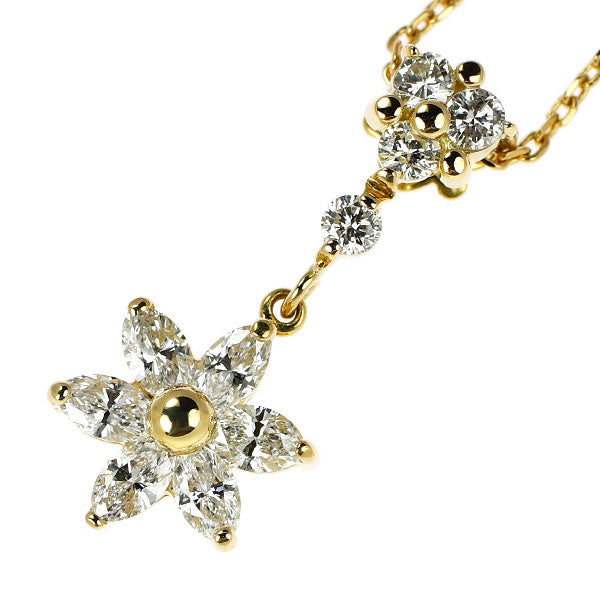 K18YG ダイヤモンド ペンダントネックレス 0.86ct フラワー