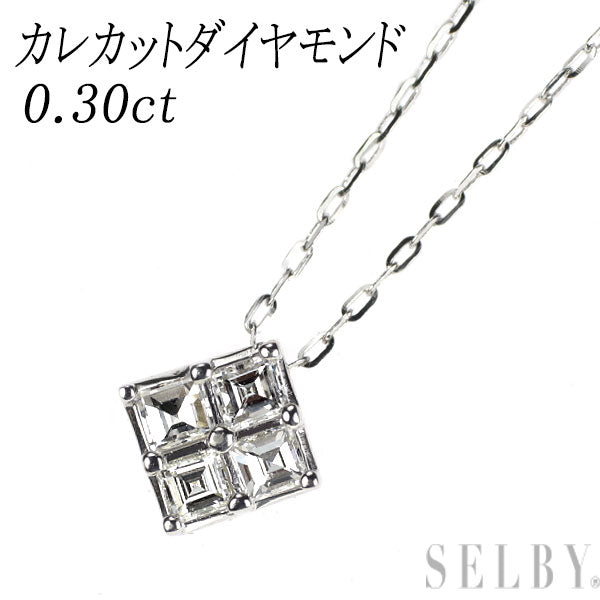 Pt900/ K18WG カレカット ダイヤモンド ペンダントネックレス 0.30ct