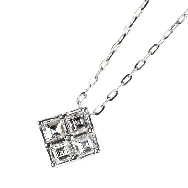 Pt900/ K18WG カレカット ダイヤモンド ペンダントネックレス 0.30ct