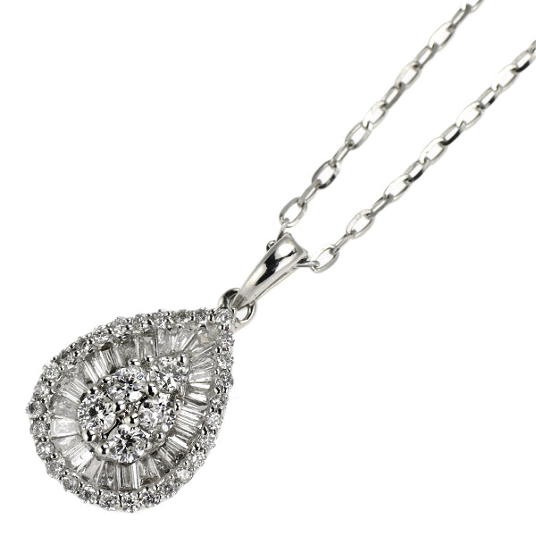 K18WG/ Pt850 ダイヤモンド ペンダントネックレス 0.50ct