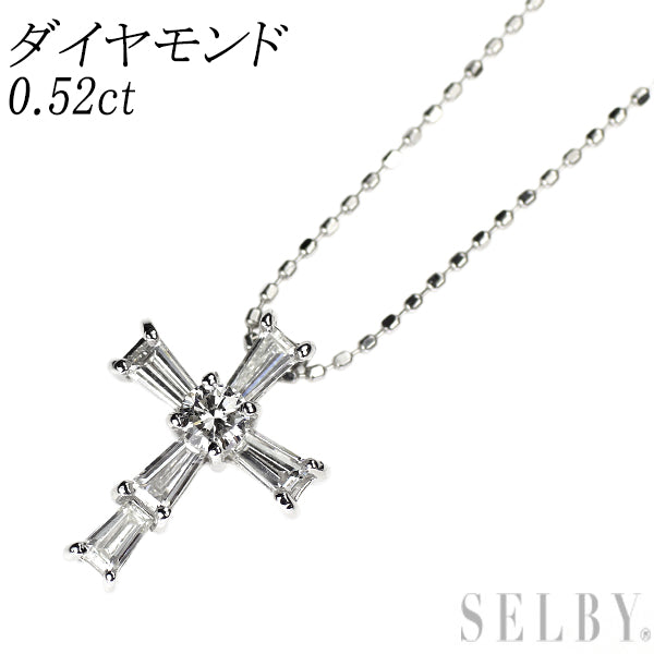 Pt900/ K18WG ダイヤモンド ペンダントネックレス 0.52ct クロス
