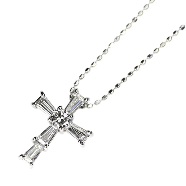 Pt900/ K18WG ダイヤモンド ペンダントネックレス 0.52ct クロス