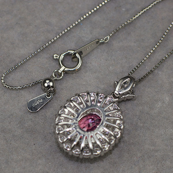 Pt900/ Pt850 ピンクサファイア ダイヤモンド ペンダントネックレス 1.851ct D0.88ct
