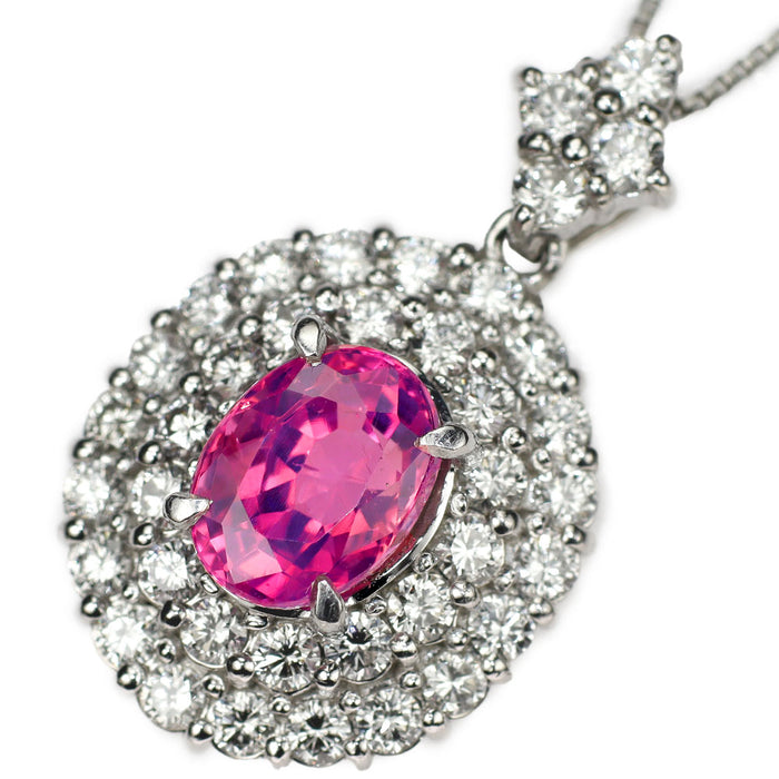 Pt900/ Pt850 ピンクサファイア ダイヤモンド ペンダントネックレス 1.851ct D0.88ct