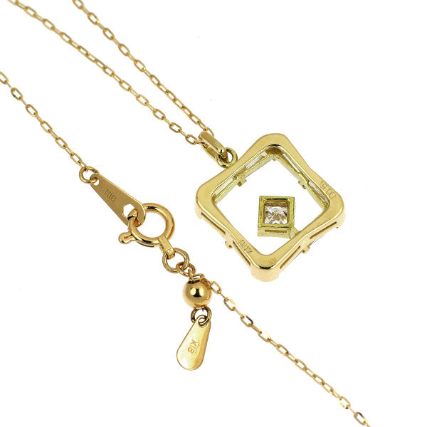 K18YG プリンセスカットダイヤモンド ペンダントネックレス 0.17ct D0.51ct