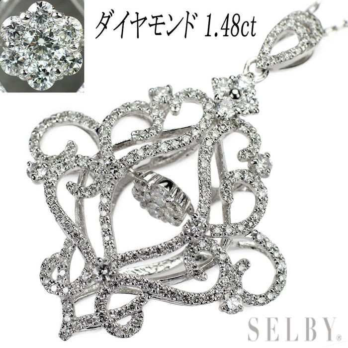 K18WG ダイヤモンド ペンダントネックレス 1.48ct