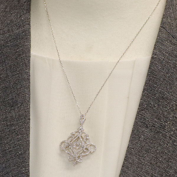 K18WG ダイヤモンド ペンダントネックレス 1.48ct