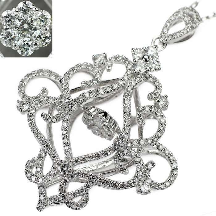 K18WG ダイヤモンド ペンダントネックレス 1.48ct