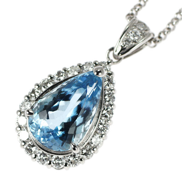 Pt900/ Pt850 サンタマリアカラー アクアマリン ダイヤモンド ペンダントネックレス 4.51ct D0.95ct