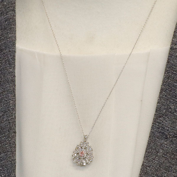 Pt950/ Pt850 天然ピンク ダイヤモンド ペンダントネックレス 0.103ct FPP SI2 D0.86ct